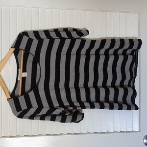 White House Black Market:  Striped Tee, Ruched Sleeve: Large